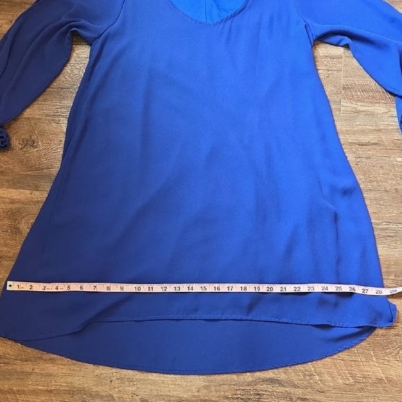 Mittoshop Blue High Low Dress With Cutout Long Sleeve Cold Shoulder Size Small - Picture 12 of 14